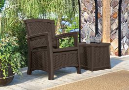 Elements resin outdoor loveseat with storage on sale