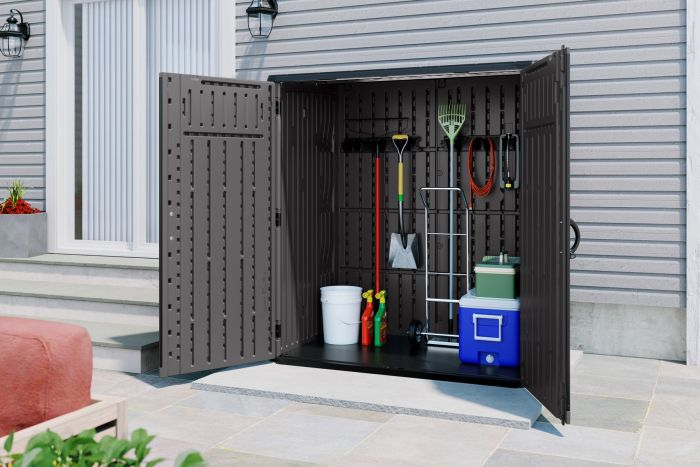 Extra Large Vertical Storage Shed with Tool Hooks - Peppercorn