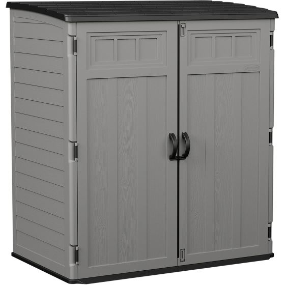 Extra Large Vertical Shed with Shelf & Tool Hooks - Dove Gray