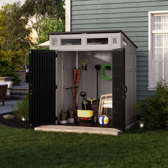 Modernist® 6 ft. x 5 ft. Storage Shed with Tool Hooks - Light