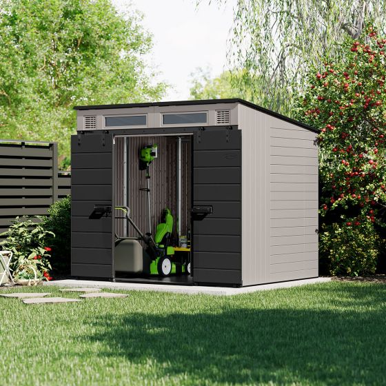 Modernist® 8 ft. x 7 ft. Dual Barn Door Storage Shed - Suncast