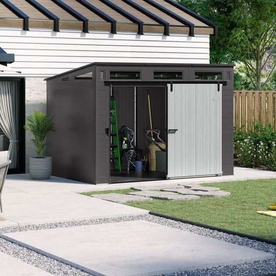 Modernist® 10 ft. x 7 ft. Sliding Door Storage Shed - Suncast