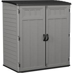 Extra Large Vertical Shed with Shelf & Tool Hooks - Dove Gray