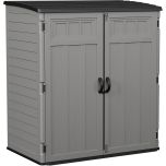 Extra Large Vertical Shed with Shelf & Tool Hooks - Dove Gray