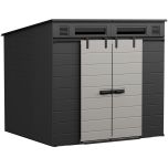 Modernist® 8 ft. x 7 ft. Dual Barn Door Storage Shed - Iron Ore